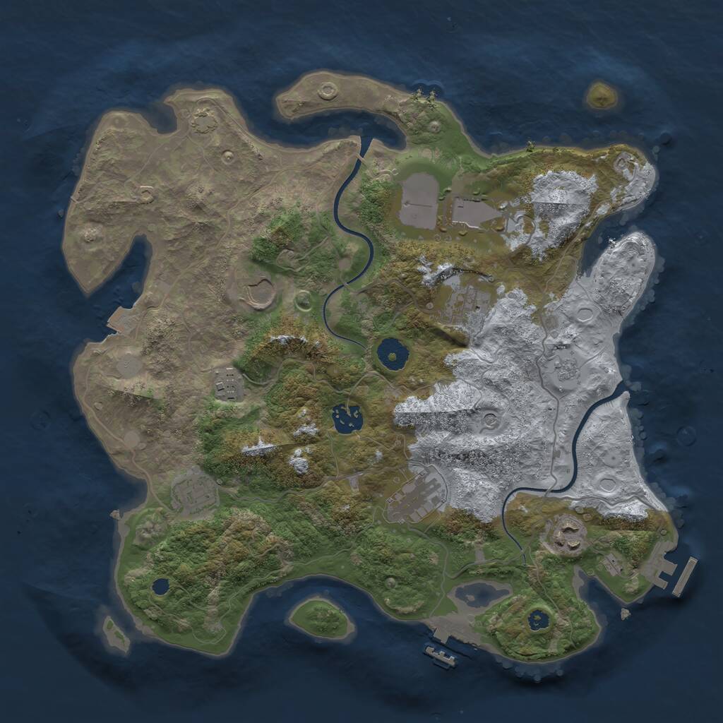 Rust Map: Procedural Map, Size: 3500, Seed: 9584325, 14 Monuments
