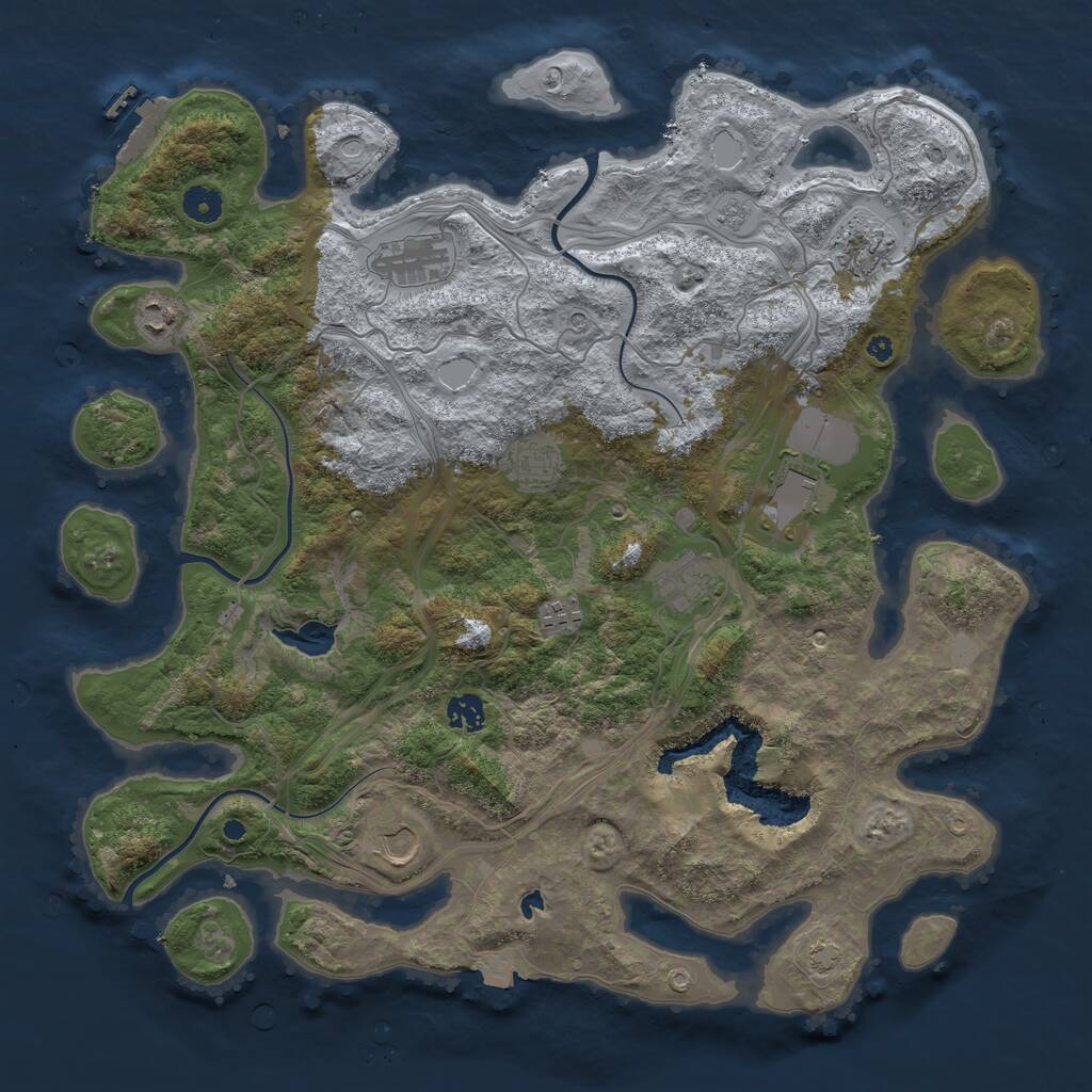 Rust Map: Procedural Map, Size: 4250, Seed: 2633, 14 Monuments