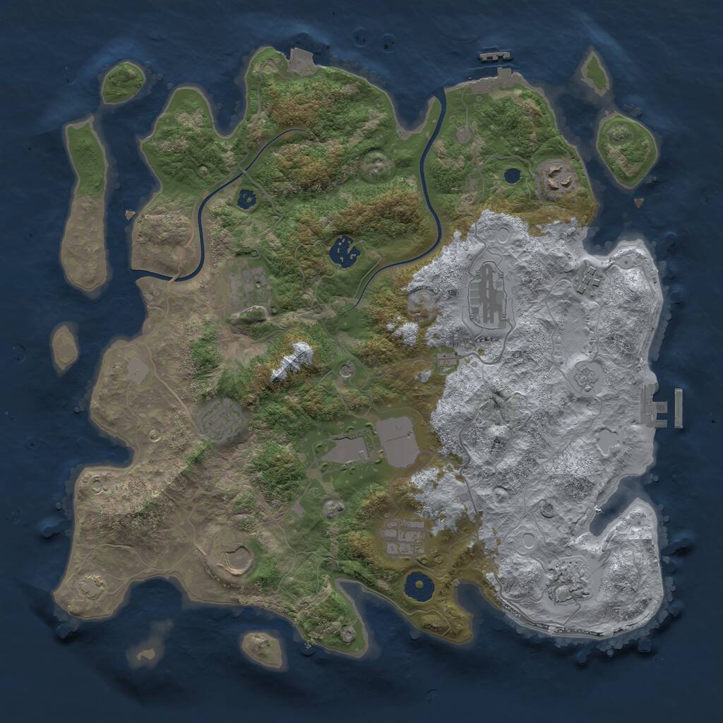 Rust Map: Procedural Map, Size: 3700, Seed: 266577946, 16 Monuments