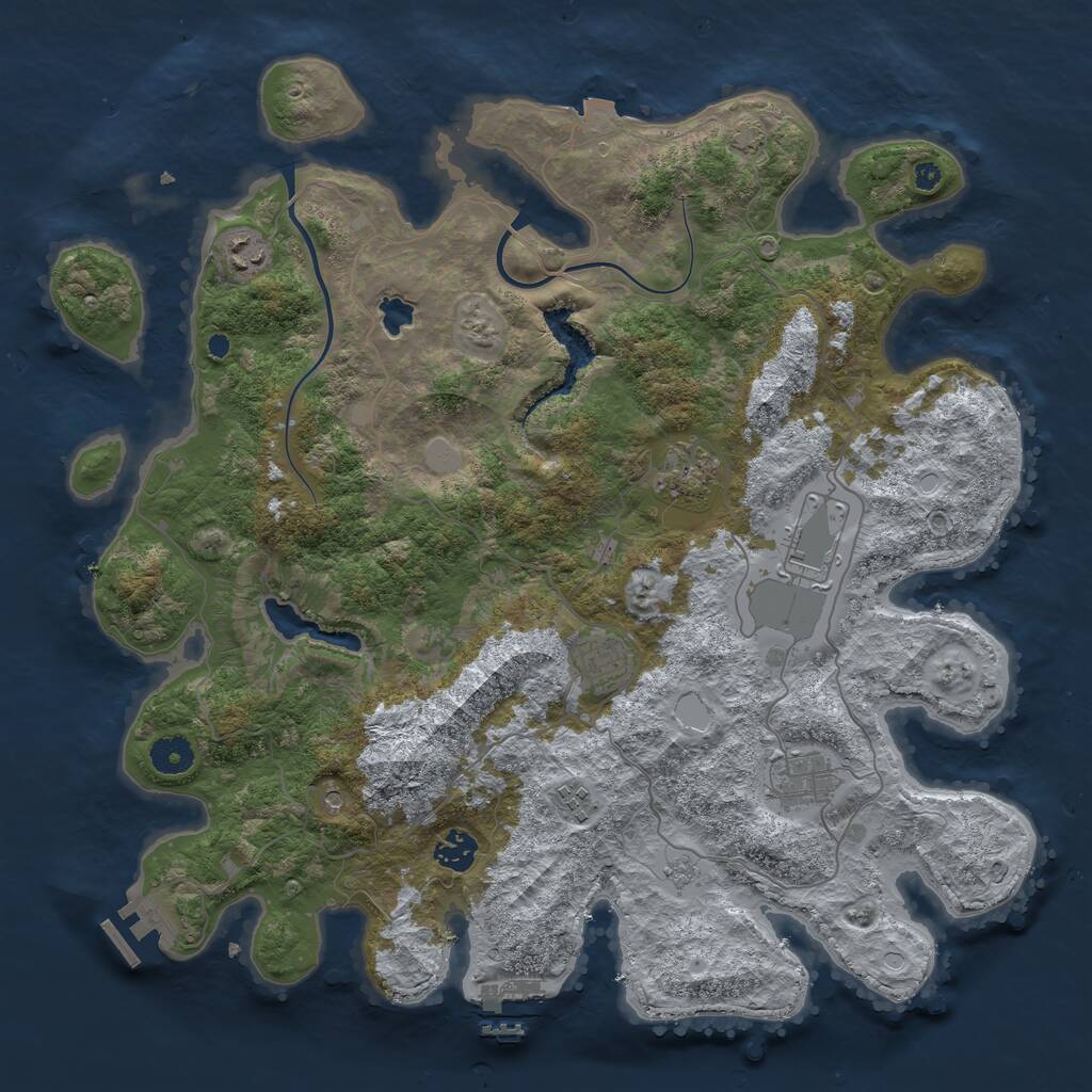 Rust Map: Procedural Map, Size: 4000, Seed: 597694, 13 Monuments