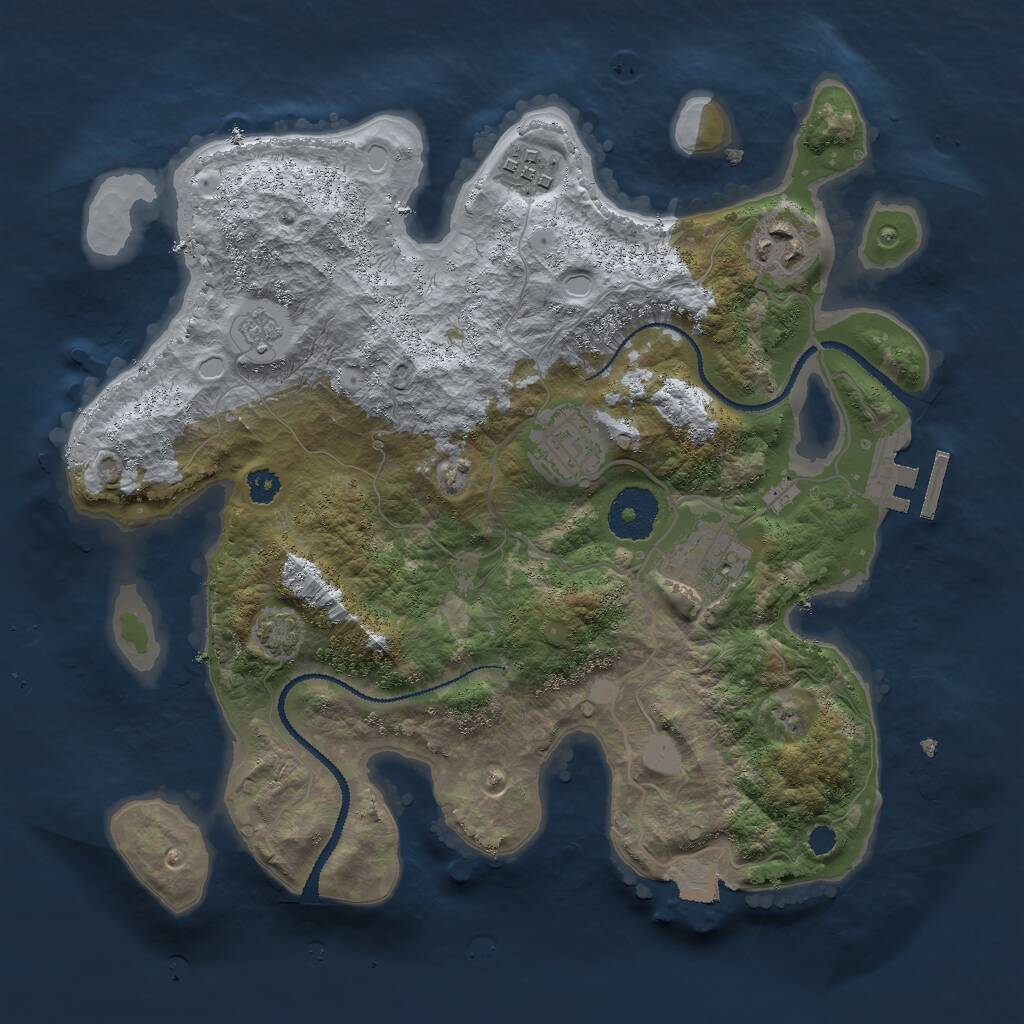 Rust Map: Procedural Map, Size: 3000, Seed: 21925, 8 Monuments
