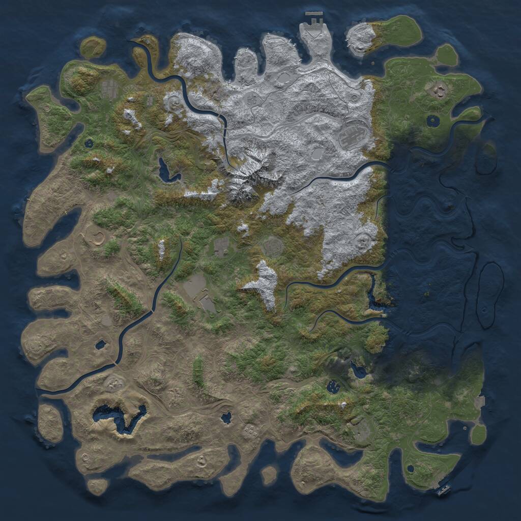 Rust Map: Procedural Map, Size: 6000, Seed: 70776767, 17 Monuments