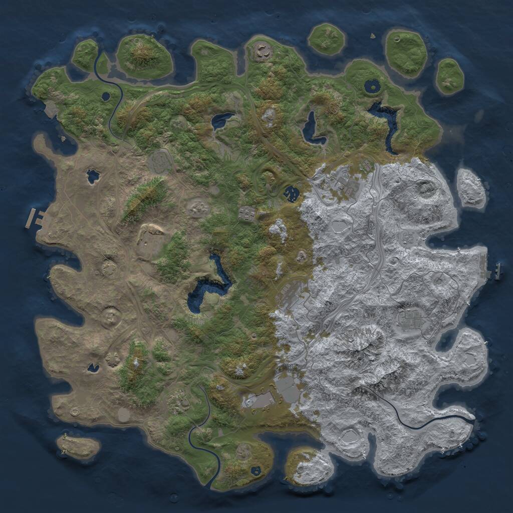Rust Map: Procedural Map, Size: 5000, Seed: 28465, 16 Monuments