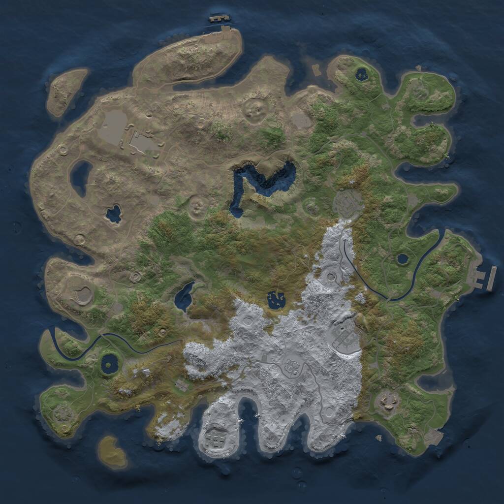 Rust Map: Procedural Map, Size: 4000, Seed: 621500, 13 Monuments