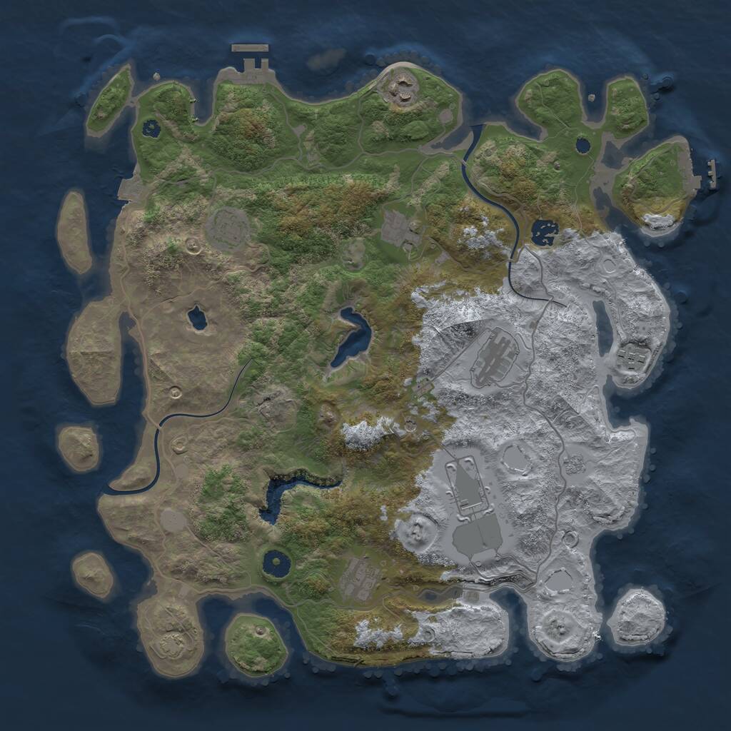 Rust Map: Procedural Map, Size: 4000, Seed: 6845, 14 Monuments