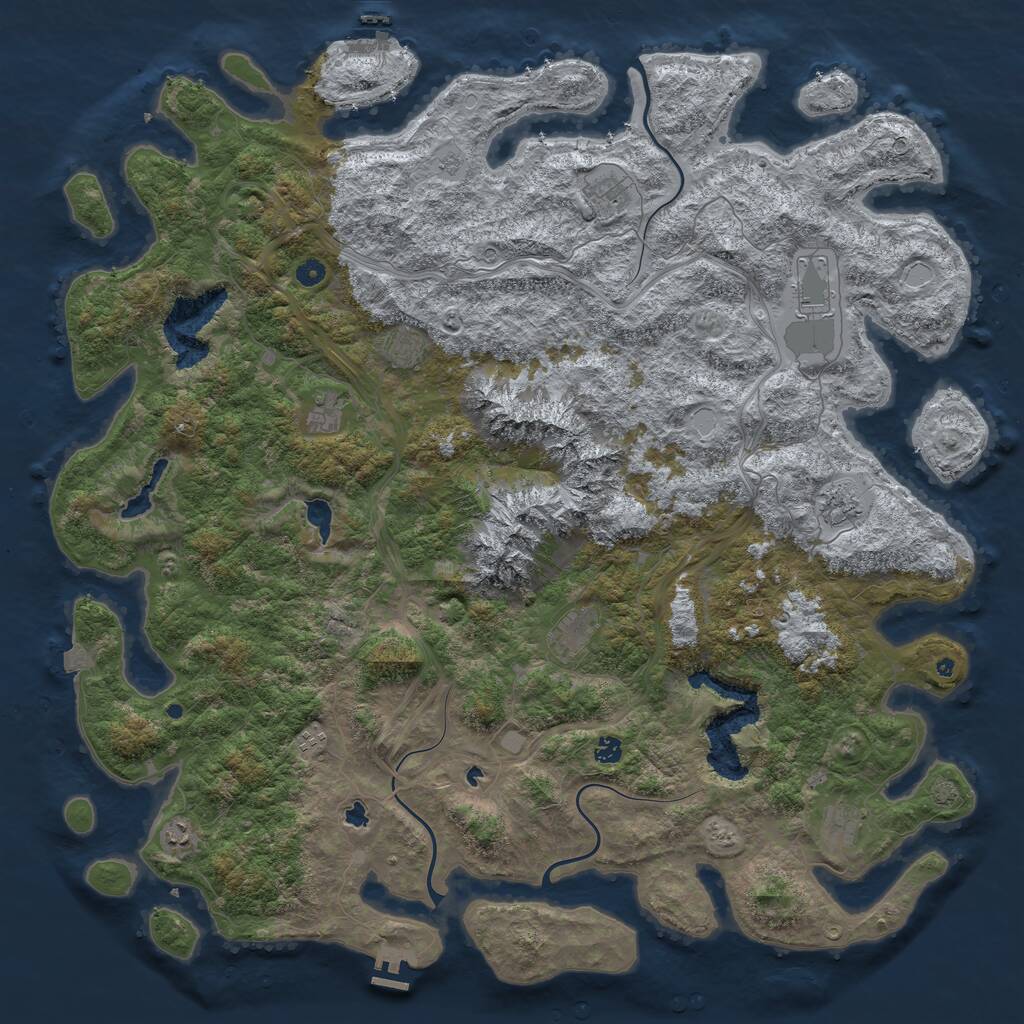 Rust Map: Procedural Map, Size: 5500, Seed: 56585452, 16 Monuments