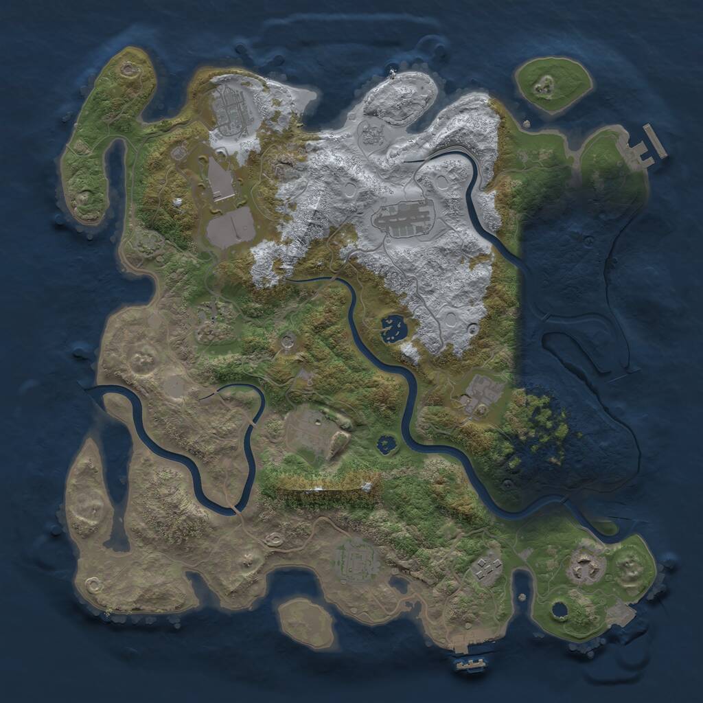 Rust Map: Procedural Map, Size: 3785, Seed: 57434, 16 Monuments