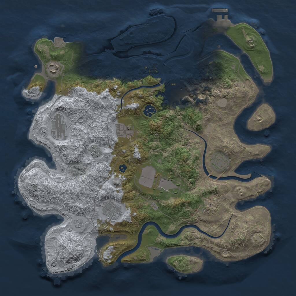 Rust Map: Procedural Map, Size: 3750, Seed: 1394316890, 16 Monuments