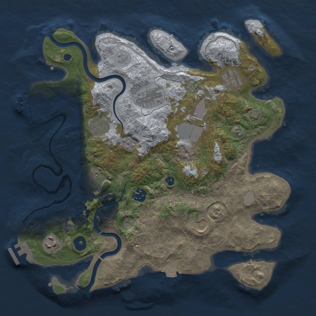 Rust Map: Procedural Map, Size: 3500, Seed: 64875, 15 Monuments