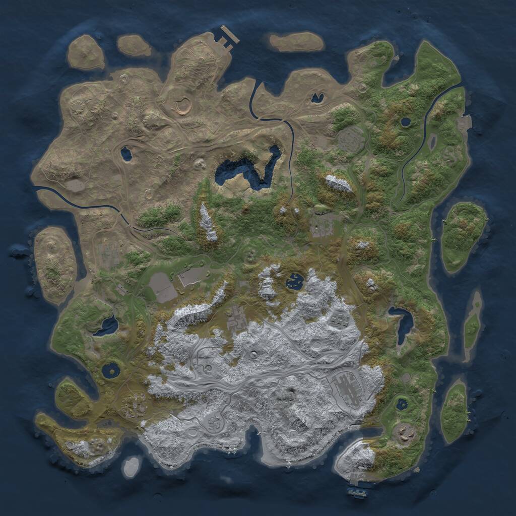 Rust Map: Procedural Map, Size: 4500, Seed: 7101995, 17 Monuments