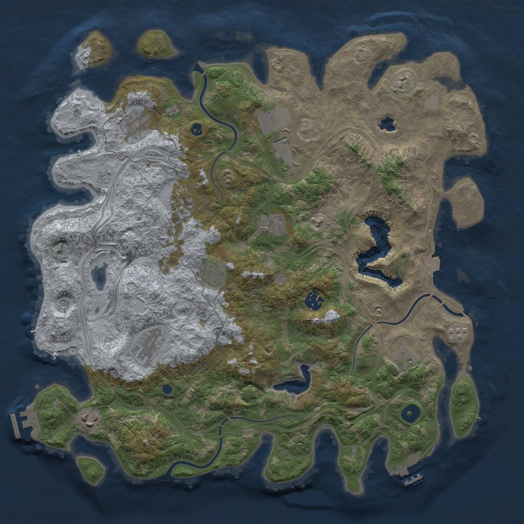 Rust Map: Procedural Map, Size: 4300, Seed: 22626, 16 Monuments
