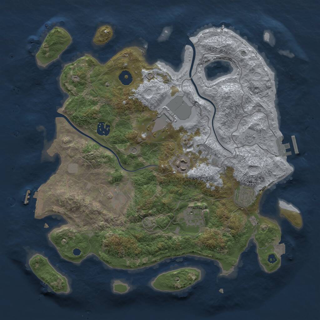 Rust Map: Procedural Map, Size: 3500, Seed: 987724837, 12 Monuments