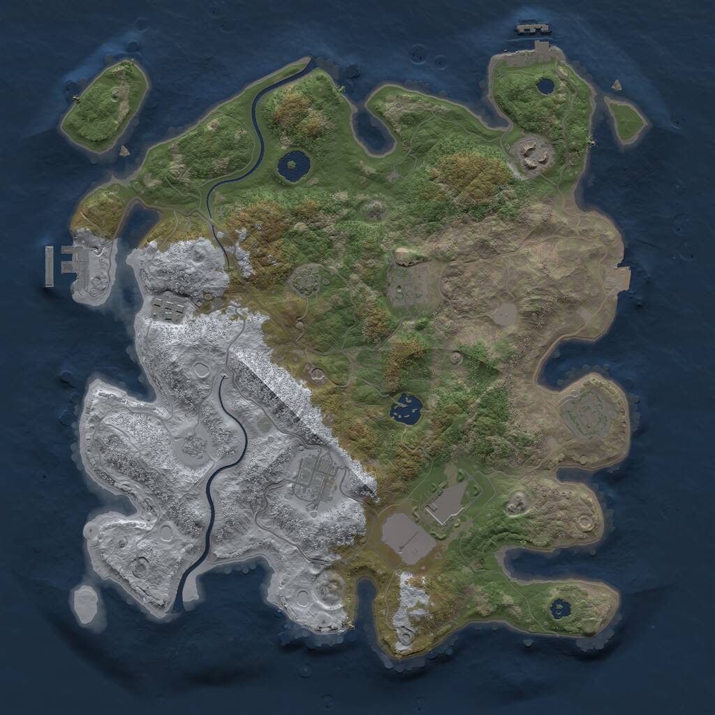 Rust Map: Procedural Map, Size: 3500, Seed: 2147473647, 13 Monuments