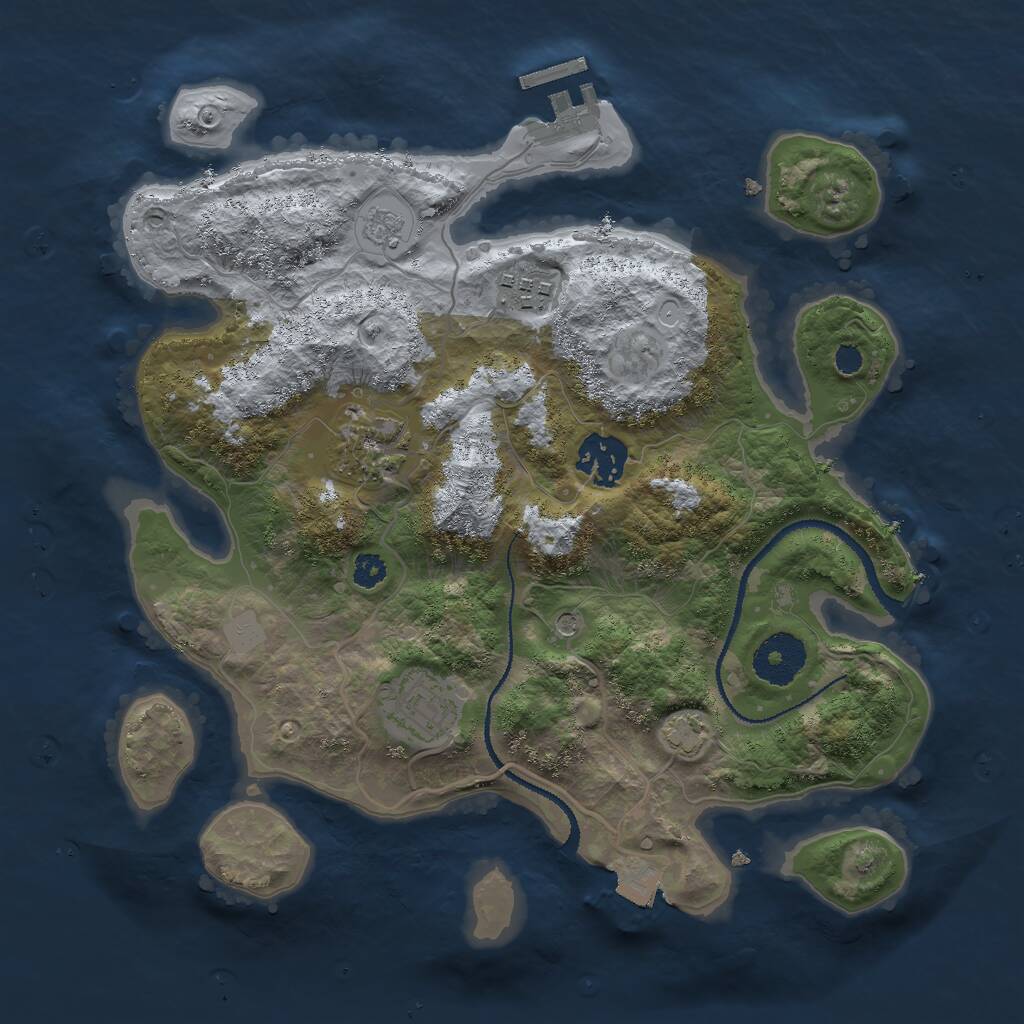 Rust Map: Procedural Map, Size: 3000, Seed: 104271, 9 Monuments