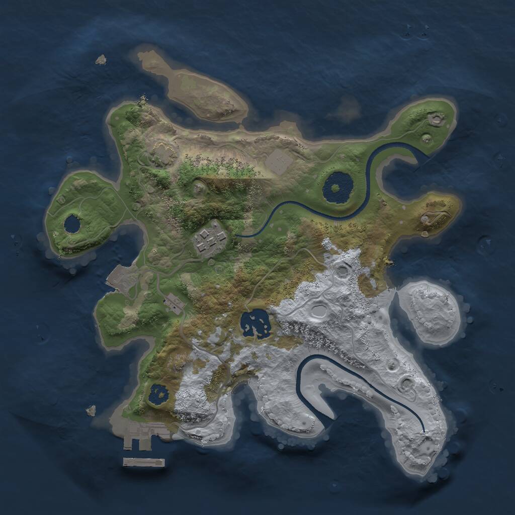 Rust Map: Procedural Map, Size: 2501, Seed: 8754823, 5 Monuments