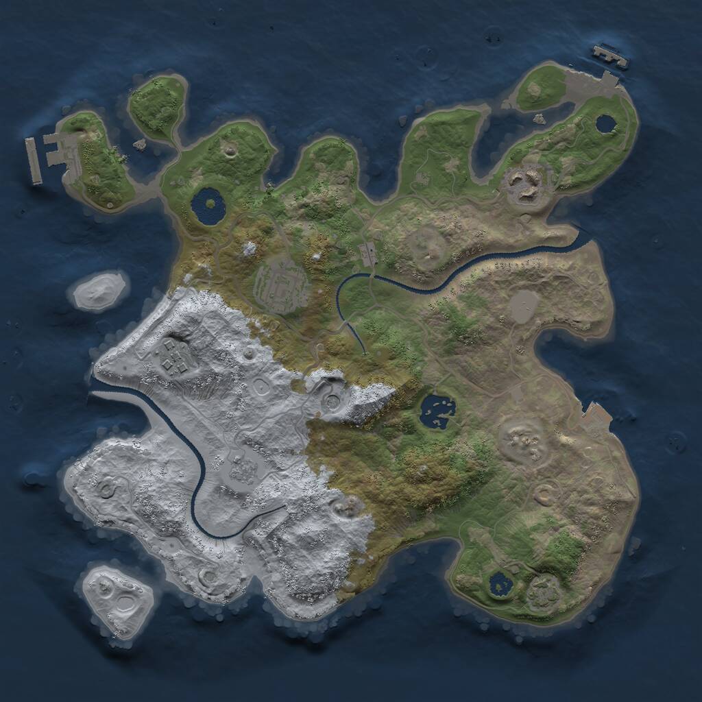 Rust Map: Procedural Map, Size: 3000, Seed: 8556, 10 Monuments