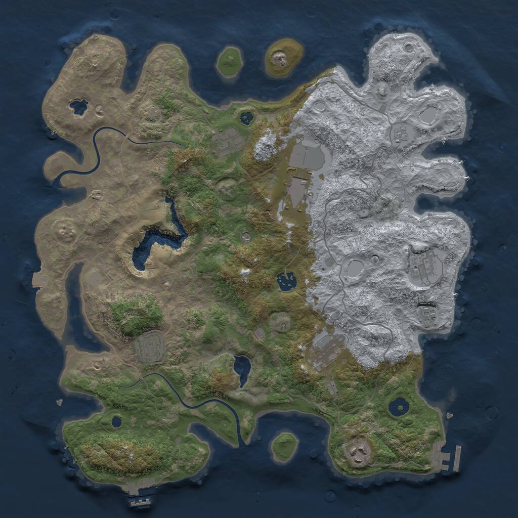 Rust Map: Procedural Map, Size: 4000, Seed: 1207849867, 14 Monuments