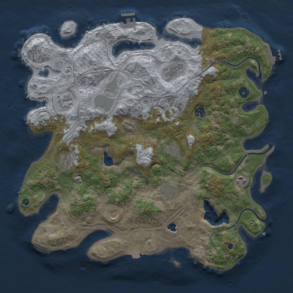 Rust Map: Procedural Map, Size: 4250, Seed: 1046085387, 16 Monuments