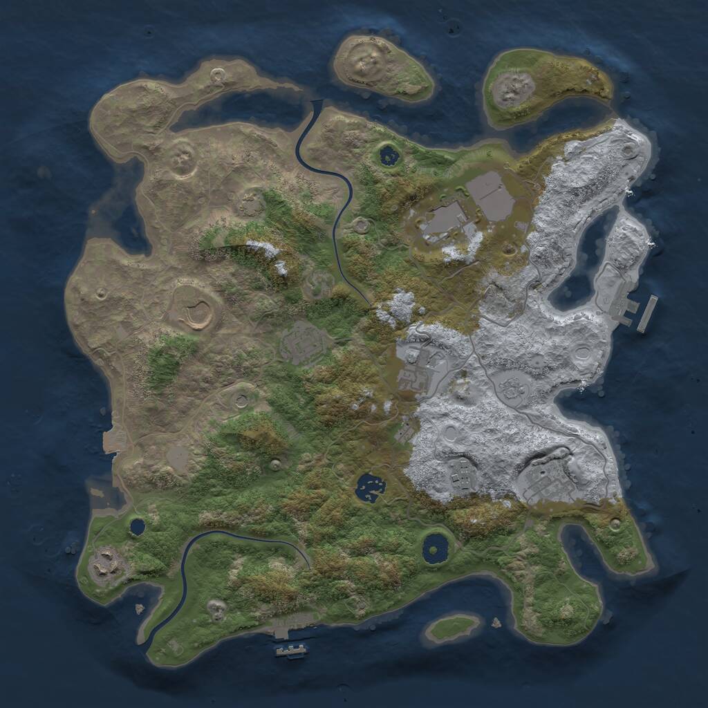 Rust Map: Procedural Map, Size: 3700, Seed: 992759613, 14 Monuments