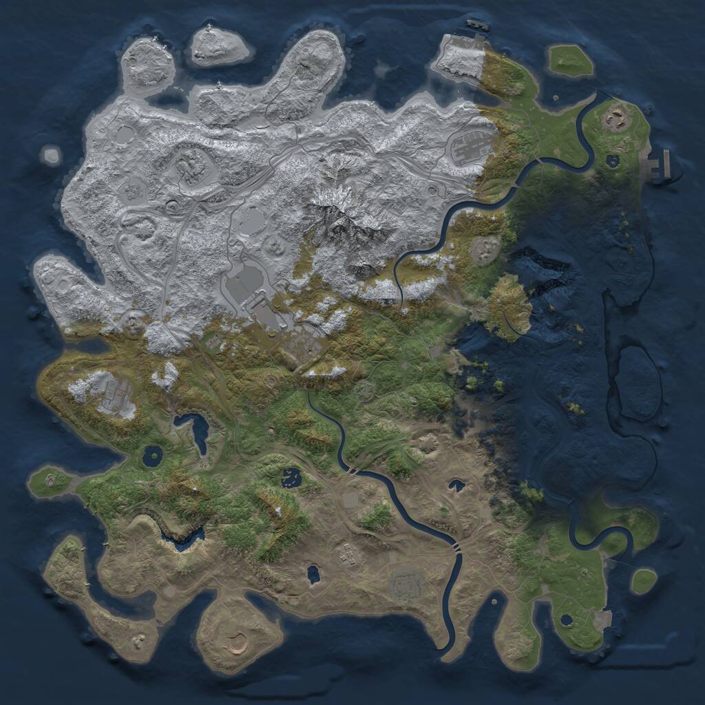 Rust Map: Procedural Map, Size: 5000, Seed: 593569961, 17 Monuments