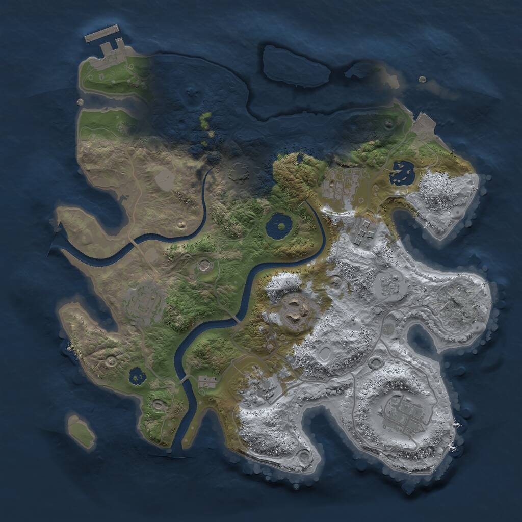 Rust Map: Procedural Map, Size: 3000, Seed: 1100343193, 12 Monuments