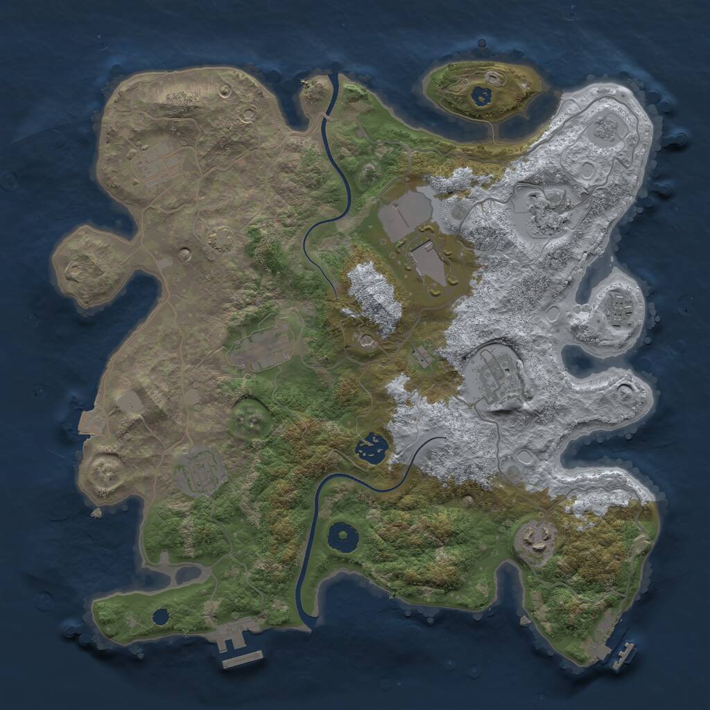 Rust Map: Procedural Map, Size: 3500, Seed: 974727001, 15 Monuments