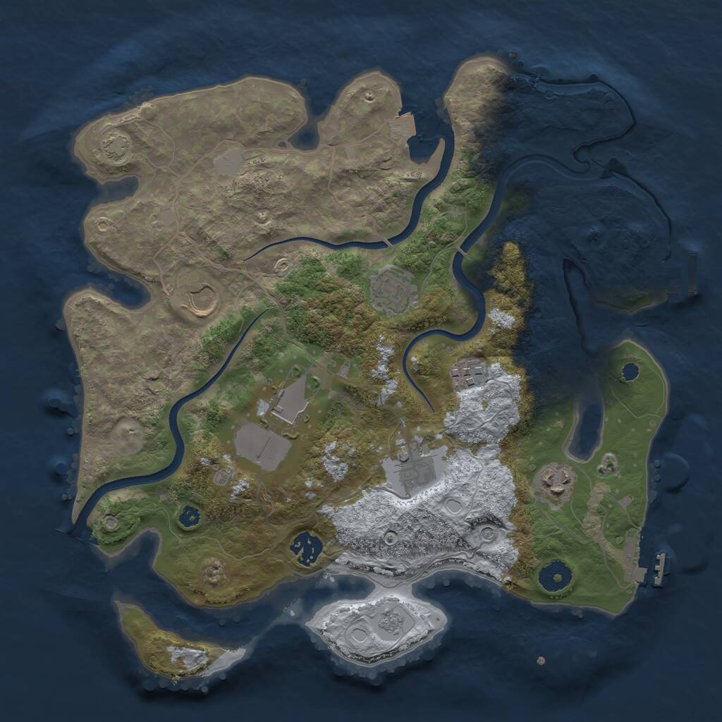 Rust Map: Procedural Map, Size: 3500, Seed: 1224000845, 13 Monuments