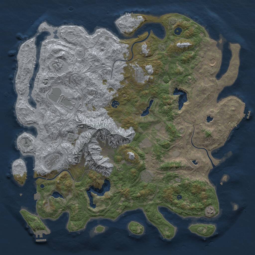 Rust Map: Procedural Map, Size: 5000, Seed: 272727, 16 Monuments