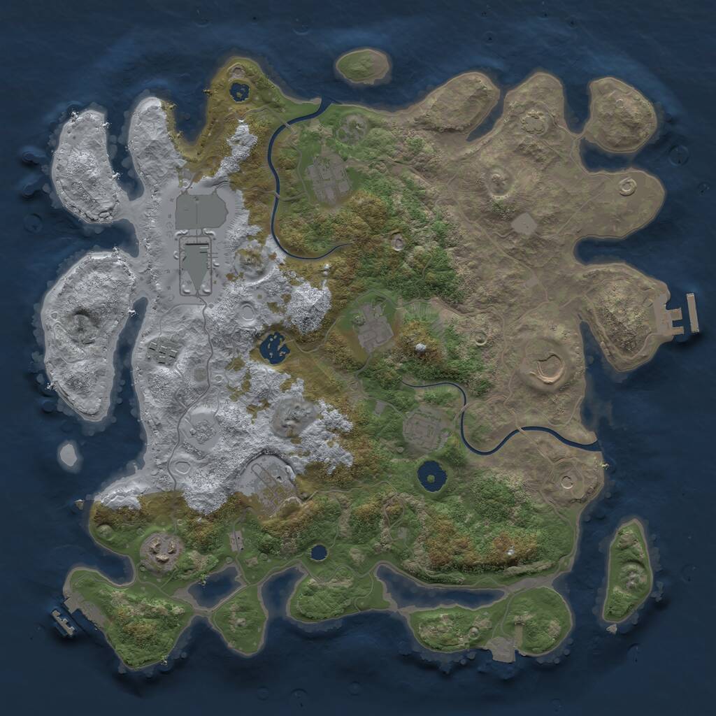 Rust Map: Procedural Map, Size: 3700, Seed: 1909832433, 15 Monuments