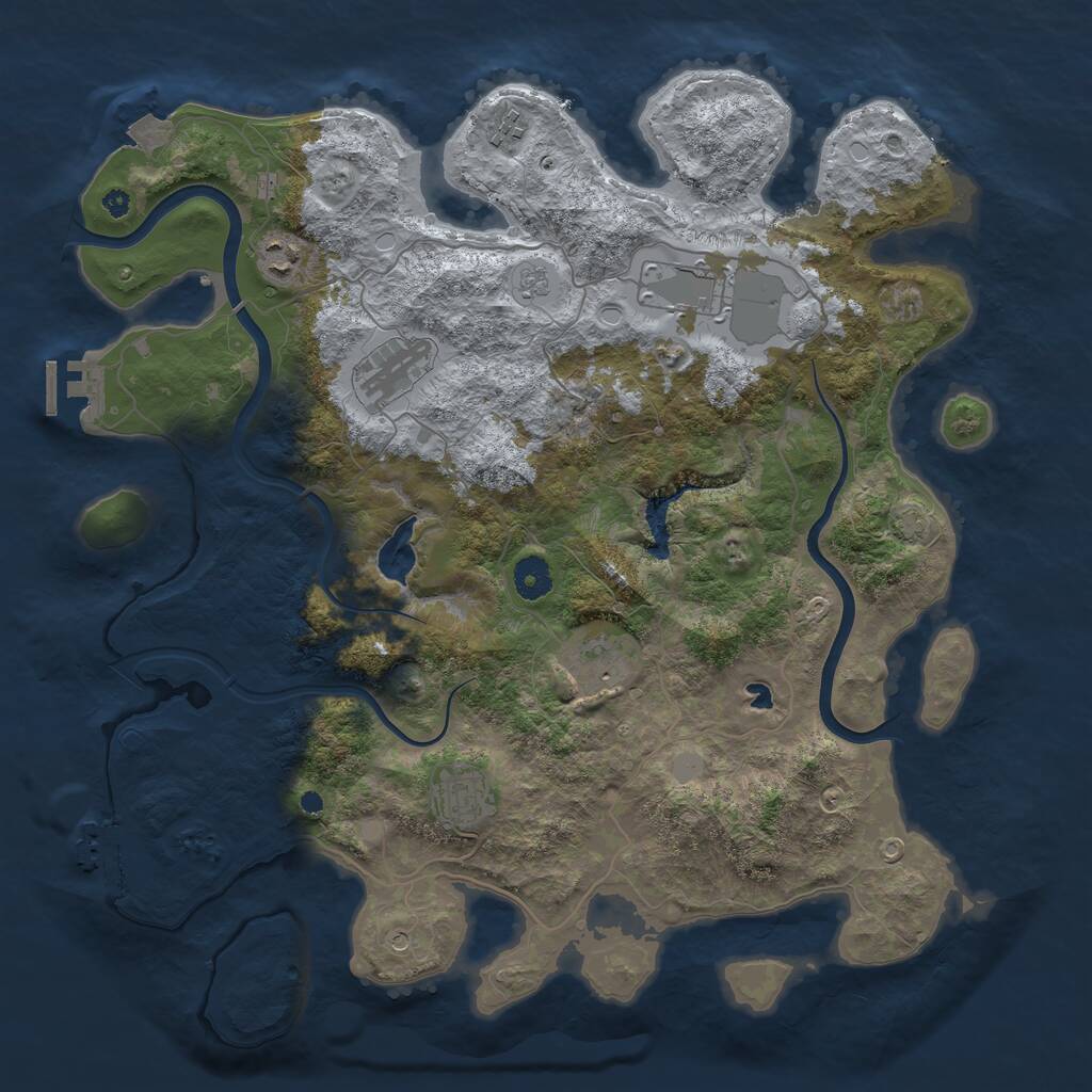Rust Map: Procedural Map, Size: 4000, Seed: 1126867306, 12 Monuments