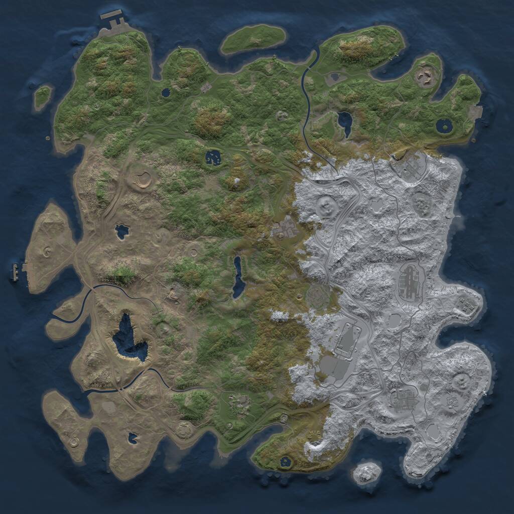 Rust Map: Procedural Map, Size: 4800, Seed: 235473102, 17 Monuments