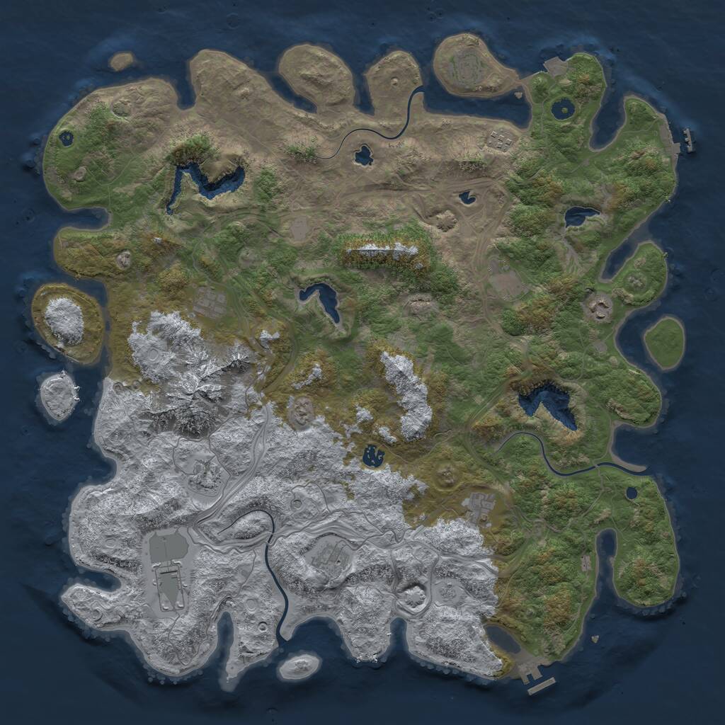 Rust Map: Procedural Map, Size: 5000, Seed: 570089, 16 Monuments