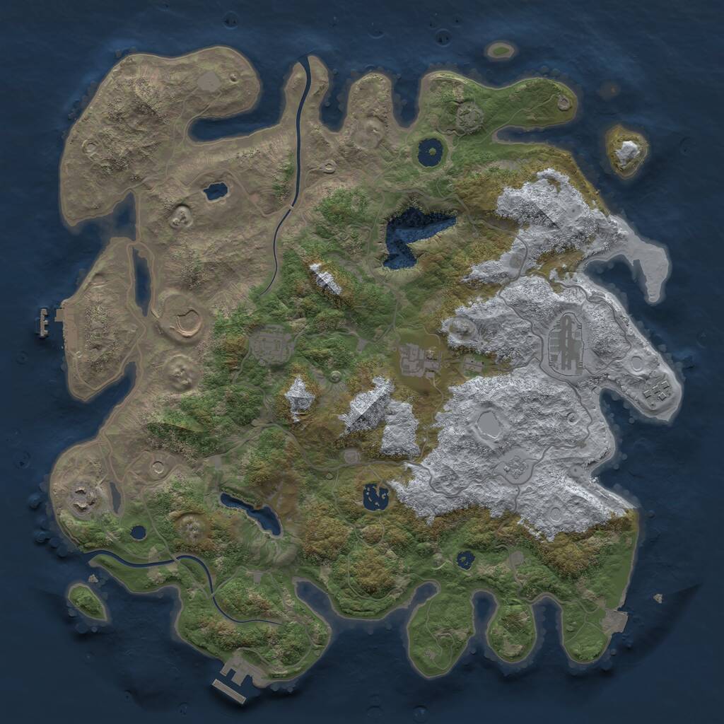 Rust Map: Procedural Map, Size: 4000, Seed: 838124, 13 Monuments
