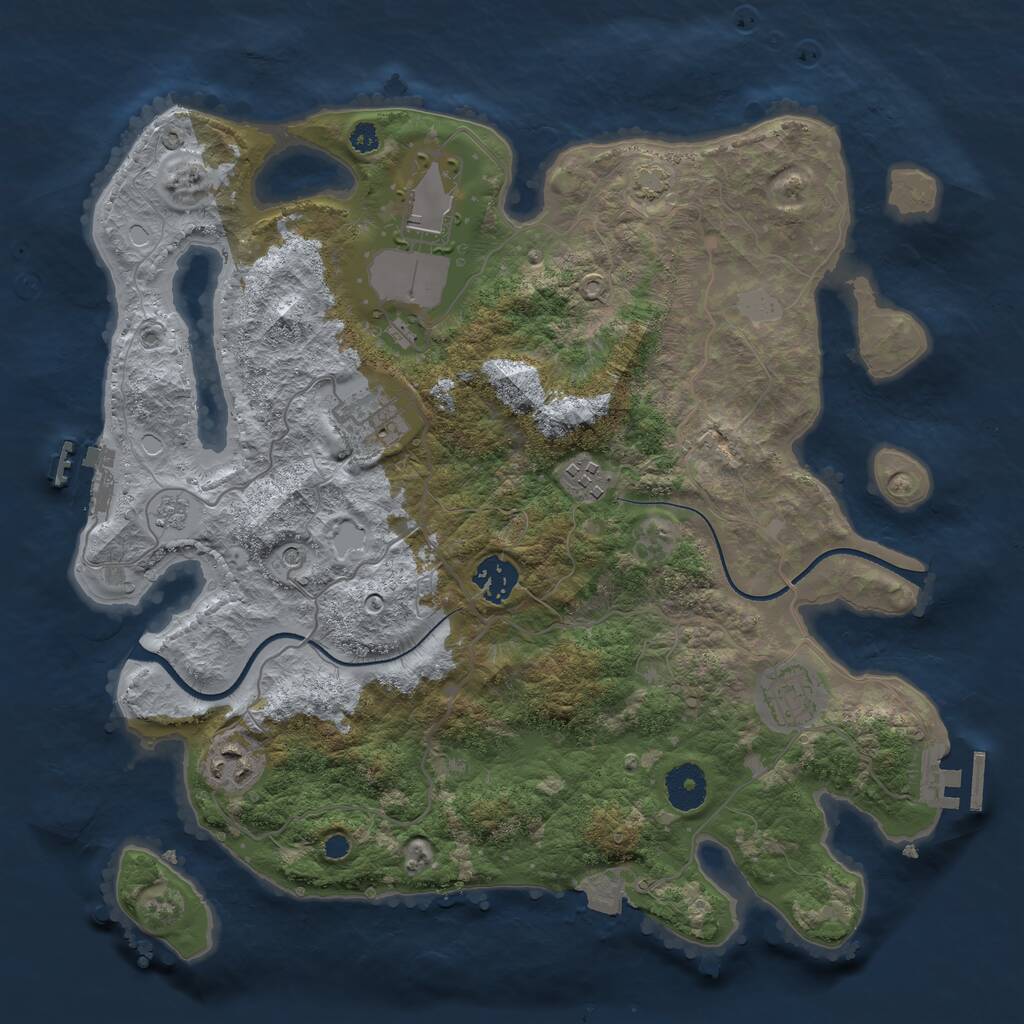 Rust Map: Procedural Map, Size: 3500, Seed: 39790196, 12 Monuments