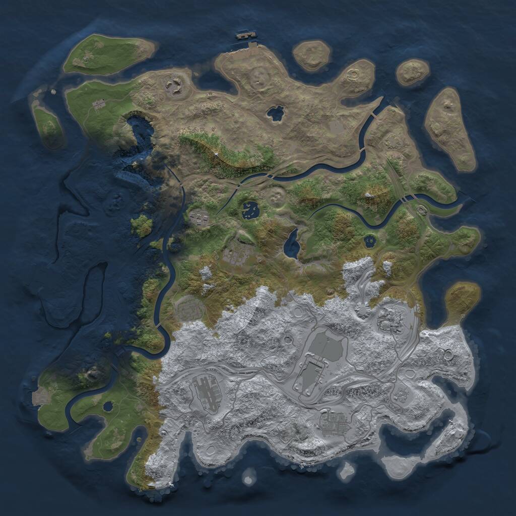 Rust Map: Procedural Map, Size: 4250, Seed: 10083, 15 Monuments