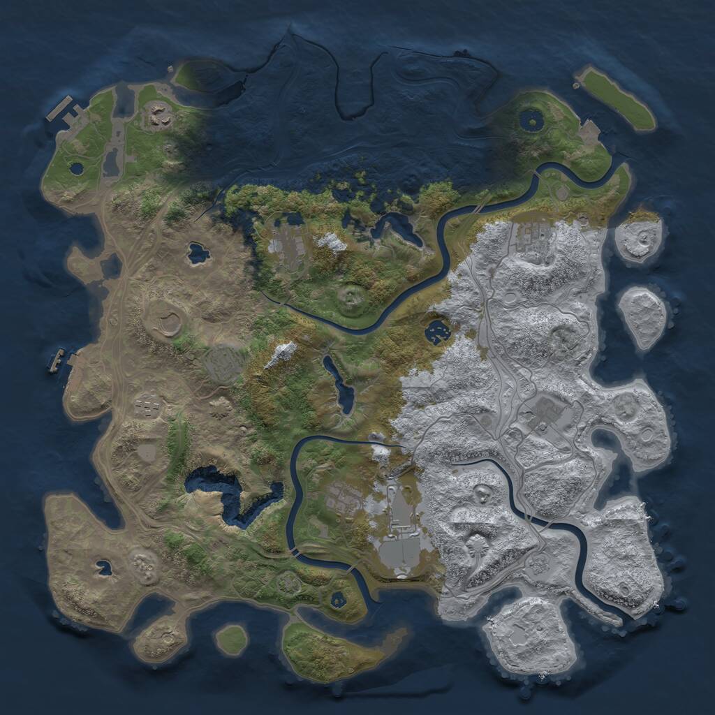 Rust Map: Procedural Map, Size: 4500, Seed: 1670024282, 16 Monuments