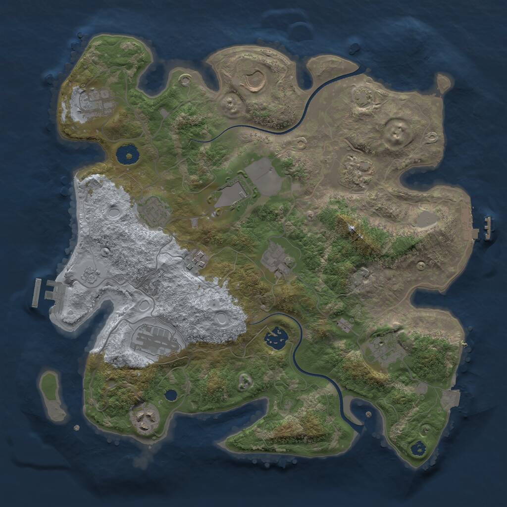 Rust Map: Procedural Map, Size: 3500, Seed: 1202733294, 16 Monuments