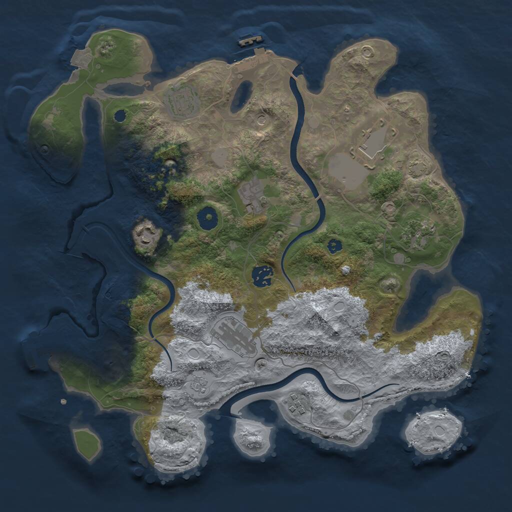 Rust Map: Procedural Map, Size: 3500, Seed: 443264959, 14 Monuments