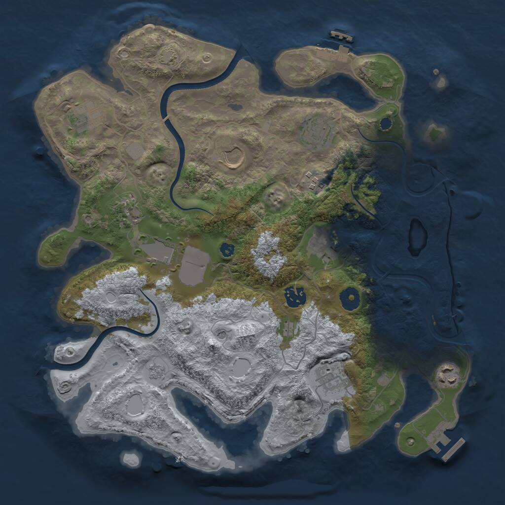 Rust Map: Procedural Map, Size: 3500, Seed: 124689753, 16 Monuments