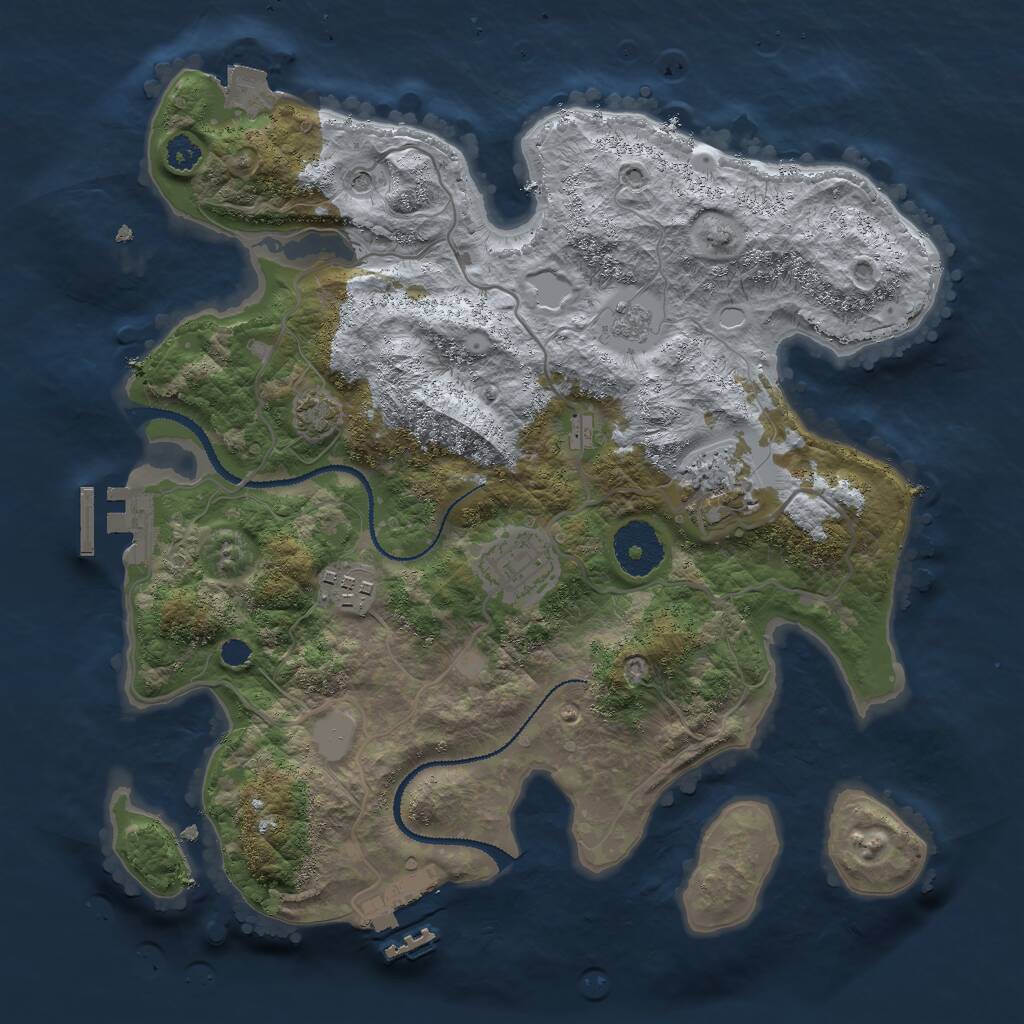 Rust Map: Procedural Map, Size: 3000, Seed: 1056901693, 9 Monuments