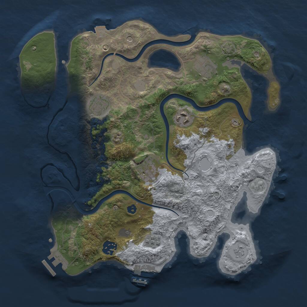 Rust Map: Procedural Map, Size: 3250, Seed: 870672542, 12 Monuments