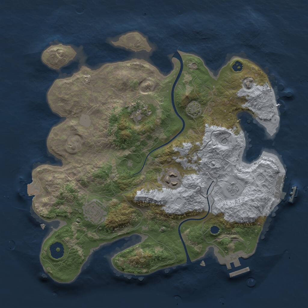 Rust Map: Procedural Map, Size: 3000, Seed: 1765675836, 9 Monuments