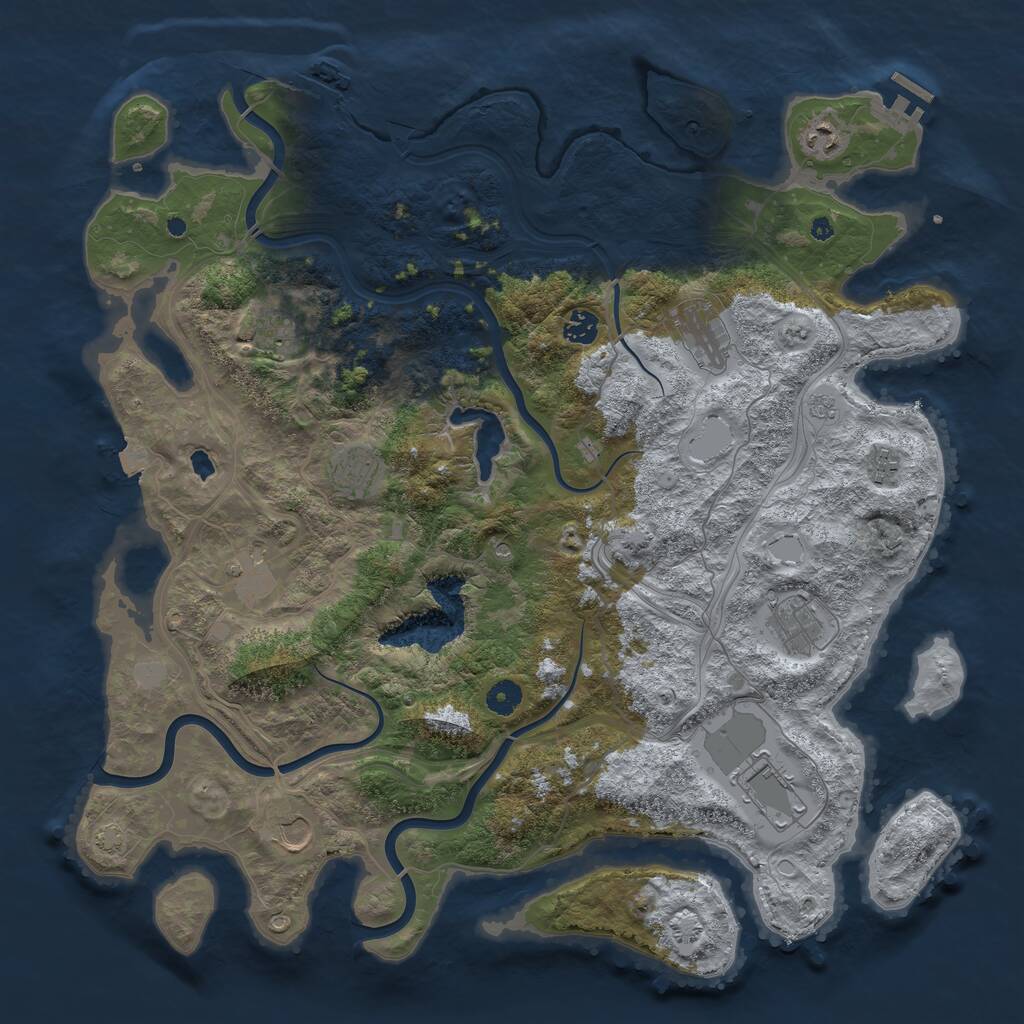 Rust Map: Procedural Map, Size: 4446, Seed: 481982, 16 Monuments