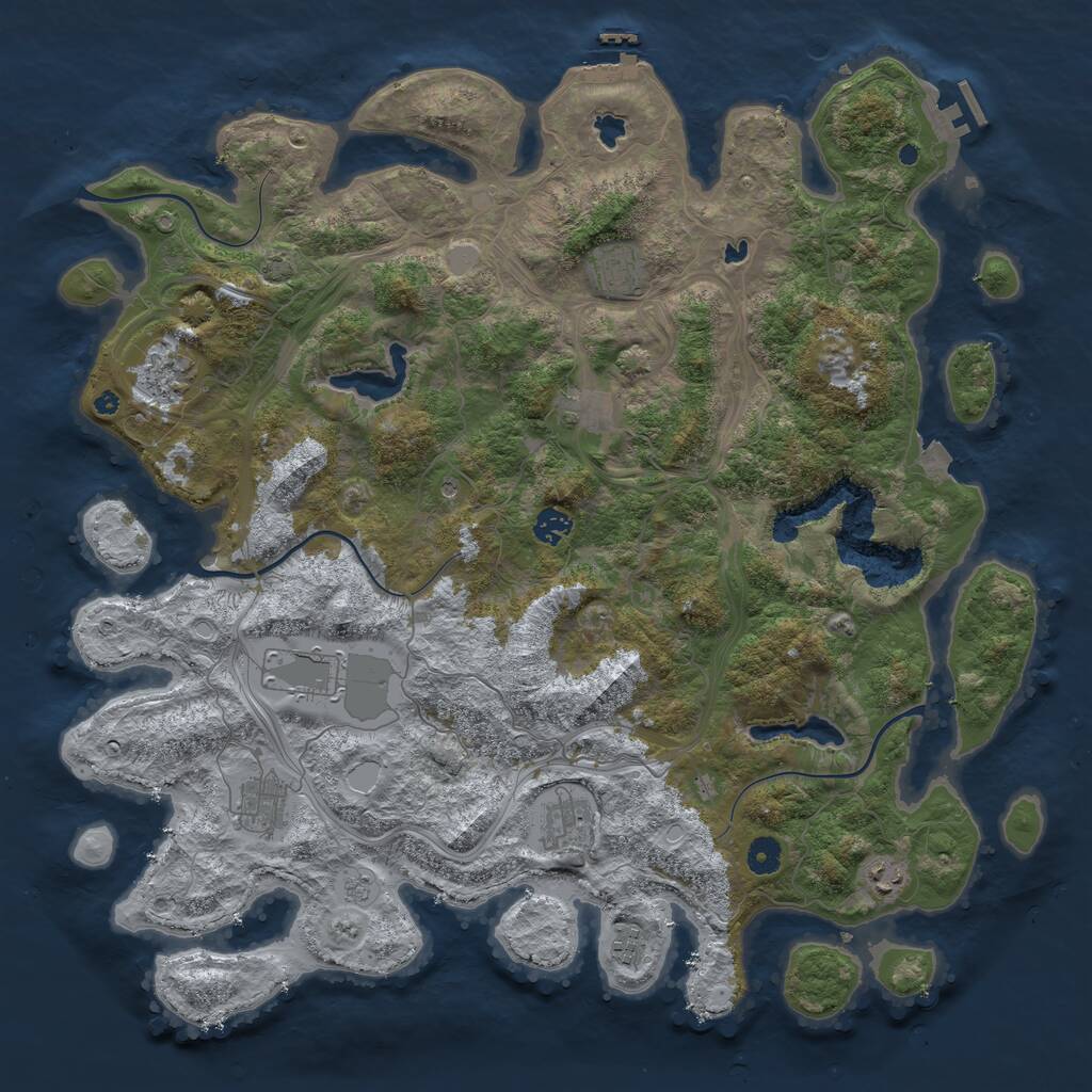Rust Map: Procedural Map, Size: 4500, Seed: 5436213, 15 Monuments