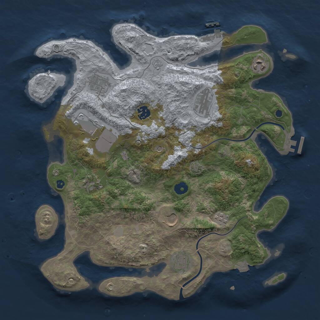 Rust Map: Procedural Map, Size: 3700, Seed: 1451894180, 15 Monuments
