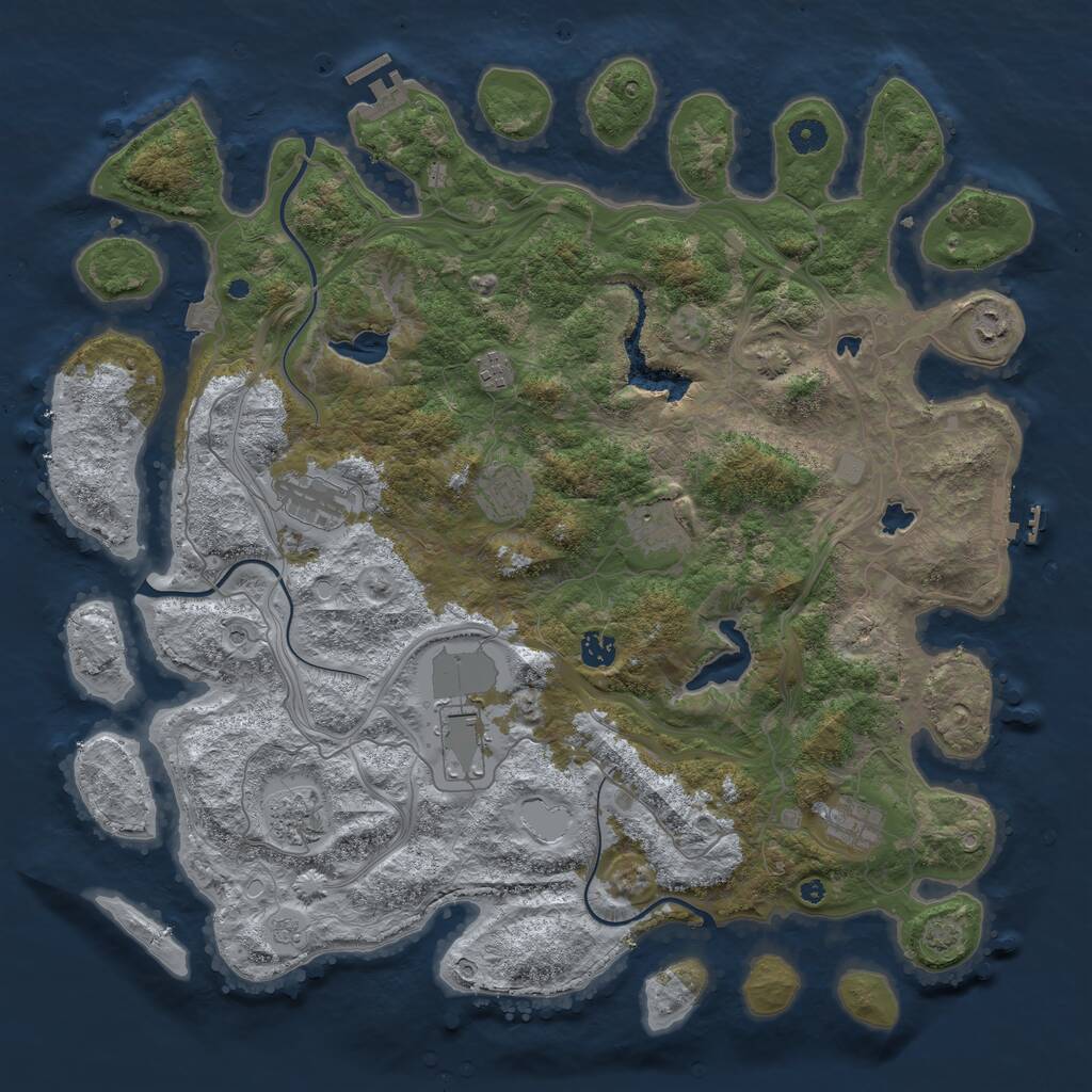 Rust Map: Procedural Map, Size: 4500, Seed: 1764128148, 15 Monuments