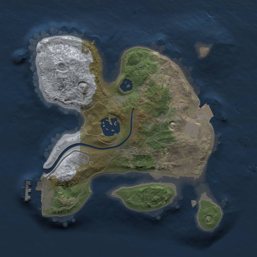 Rust Map: Procedural Map, Size: 2000, Seed: 4454, 3 Monuments