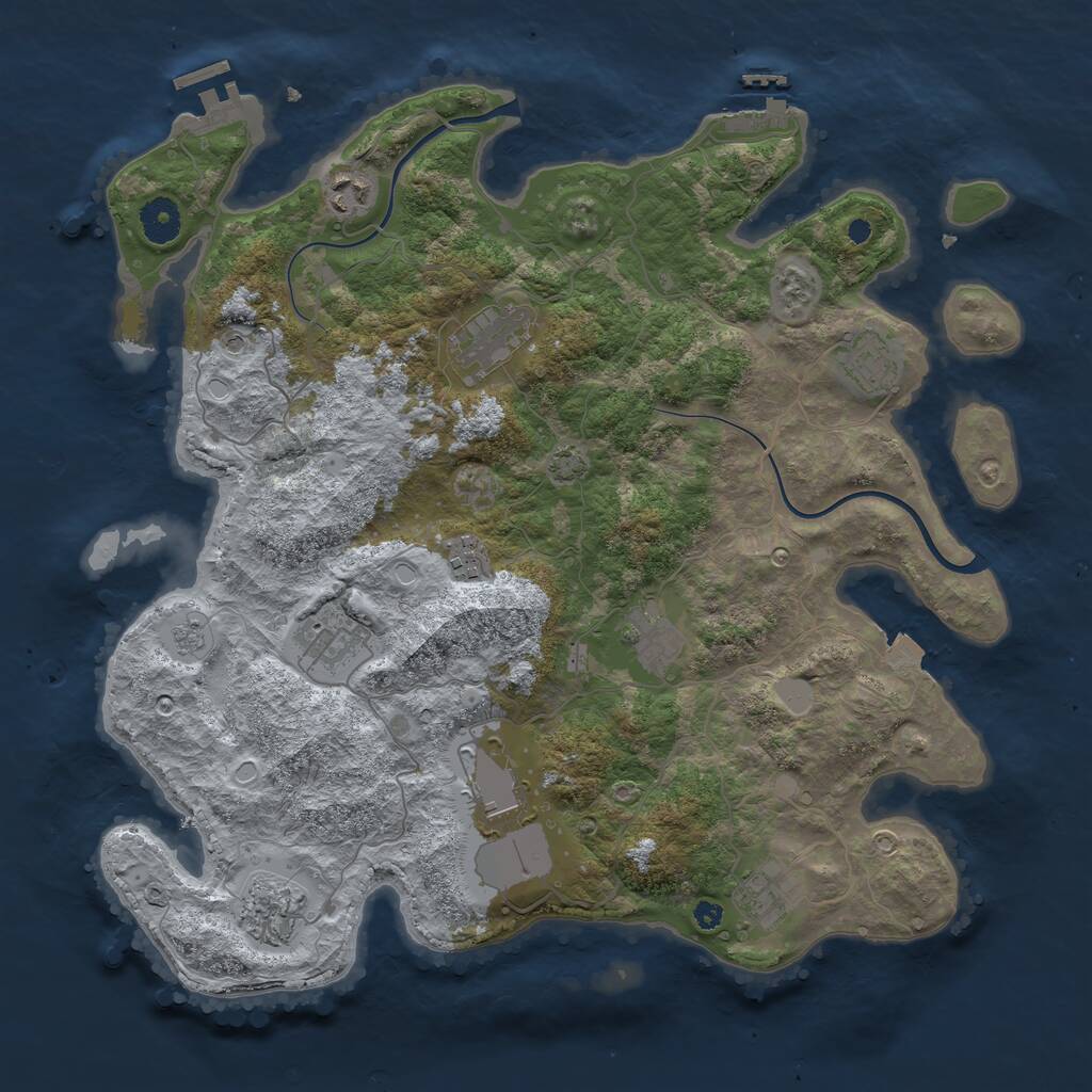 Rust Map: Procedural Map, Size: 3800, Seed: 1555243305, 15 Monuments