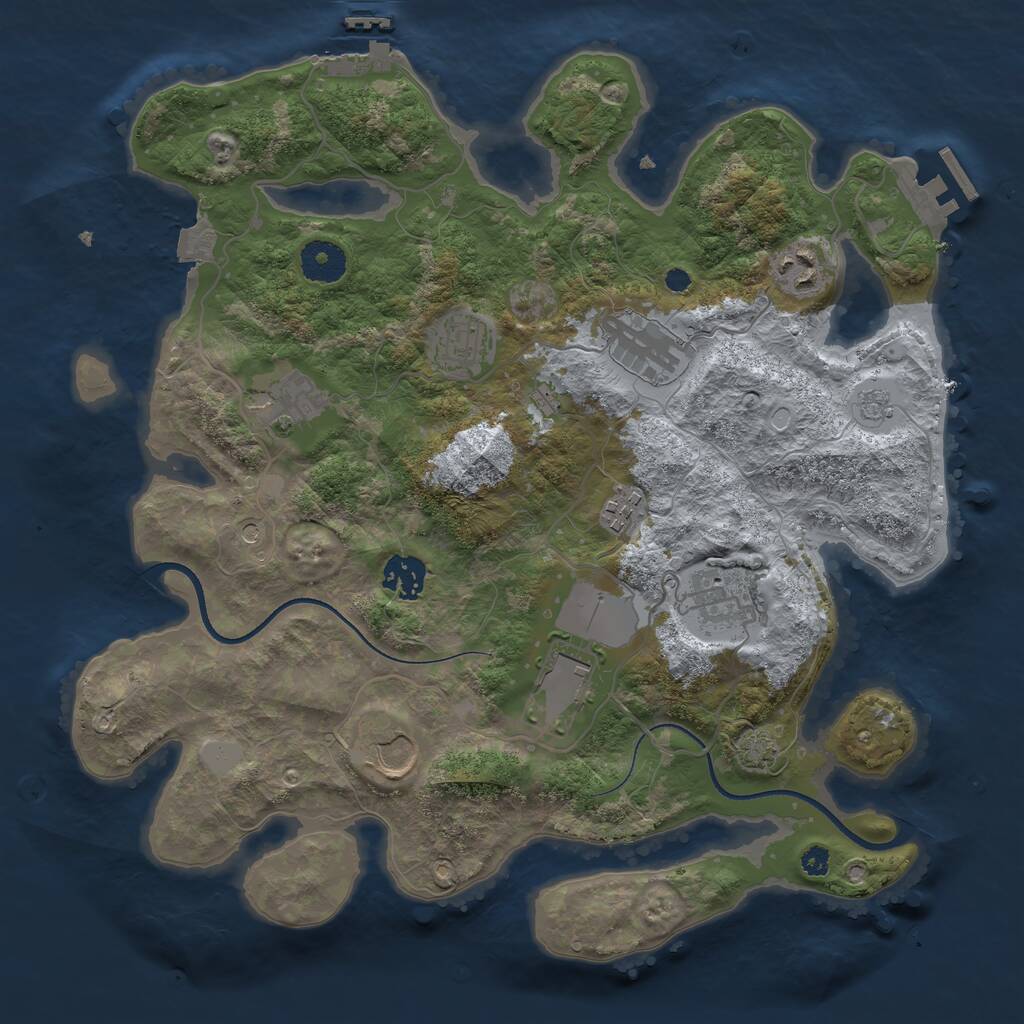 Rust Map: Procedural Map, Size: 3500, Seed: 413959428, 15 Monuments