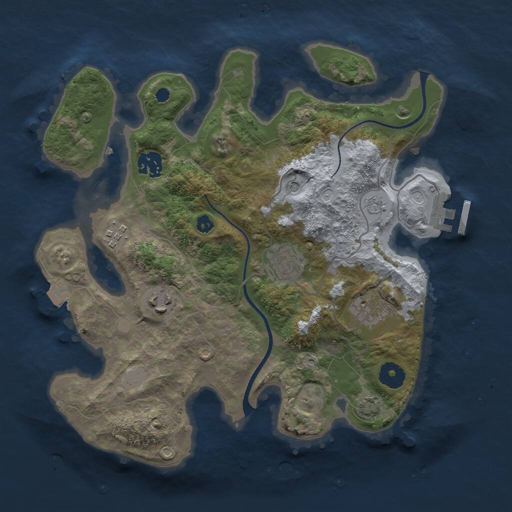 Rust Map: Procedural Map, Size: 3000, Seed: 26818, 10 Monuments